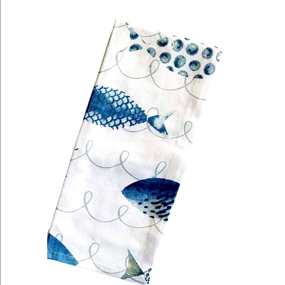 Mabelle Coastal Printed Kitchen Cotton Towels Nautical Beach Blue White 2 Pieces - Picture 7 of 13